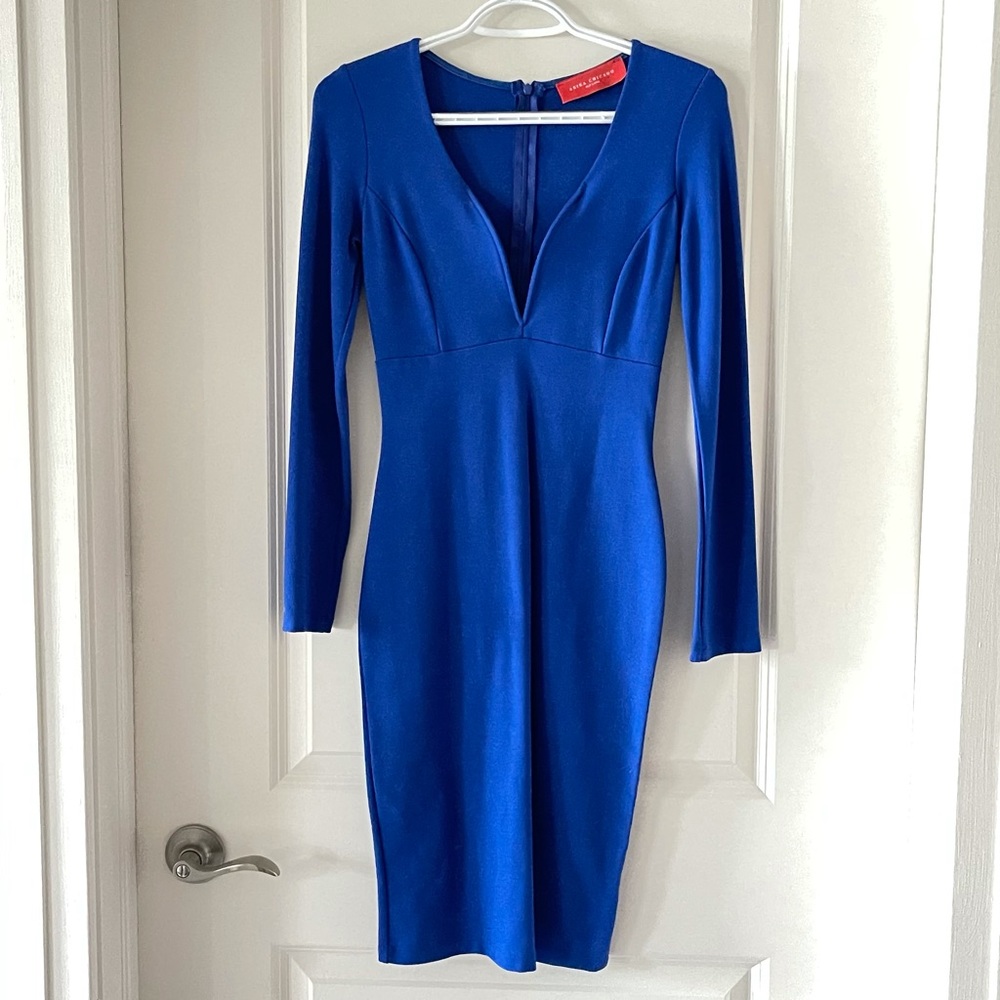 Akira Red Label | Deep V Dress Electric Blue